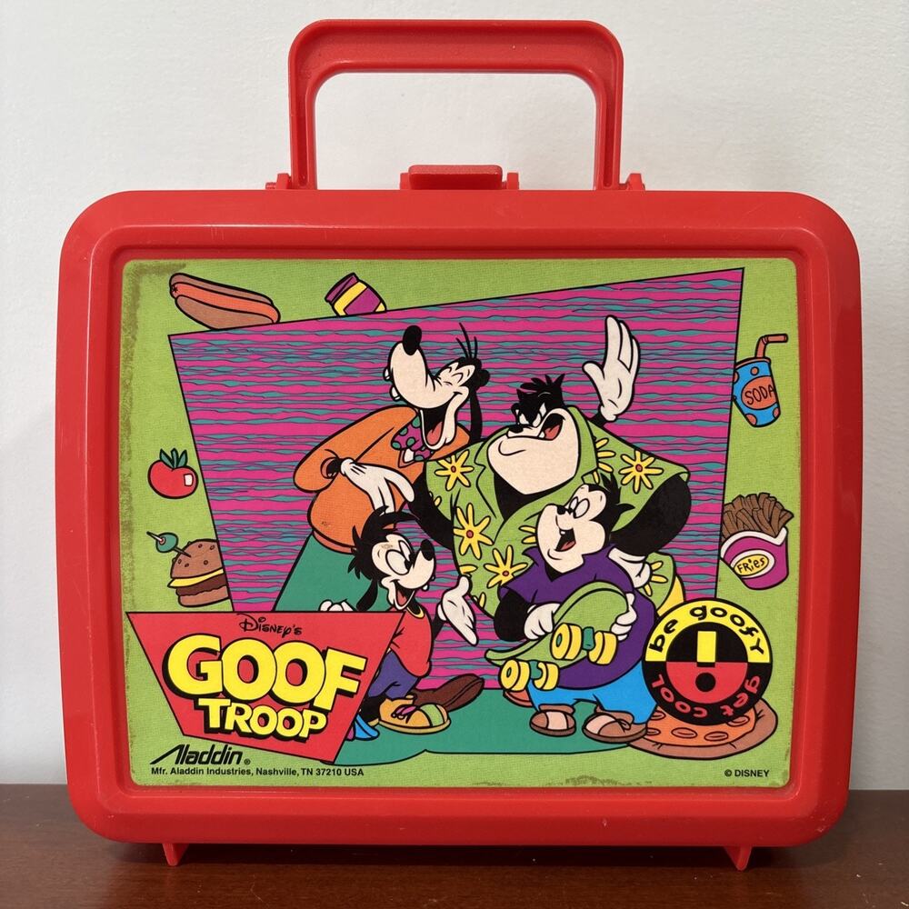 Vintage Aladdin Disney Goof Troop Plastic Red Lunch Box